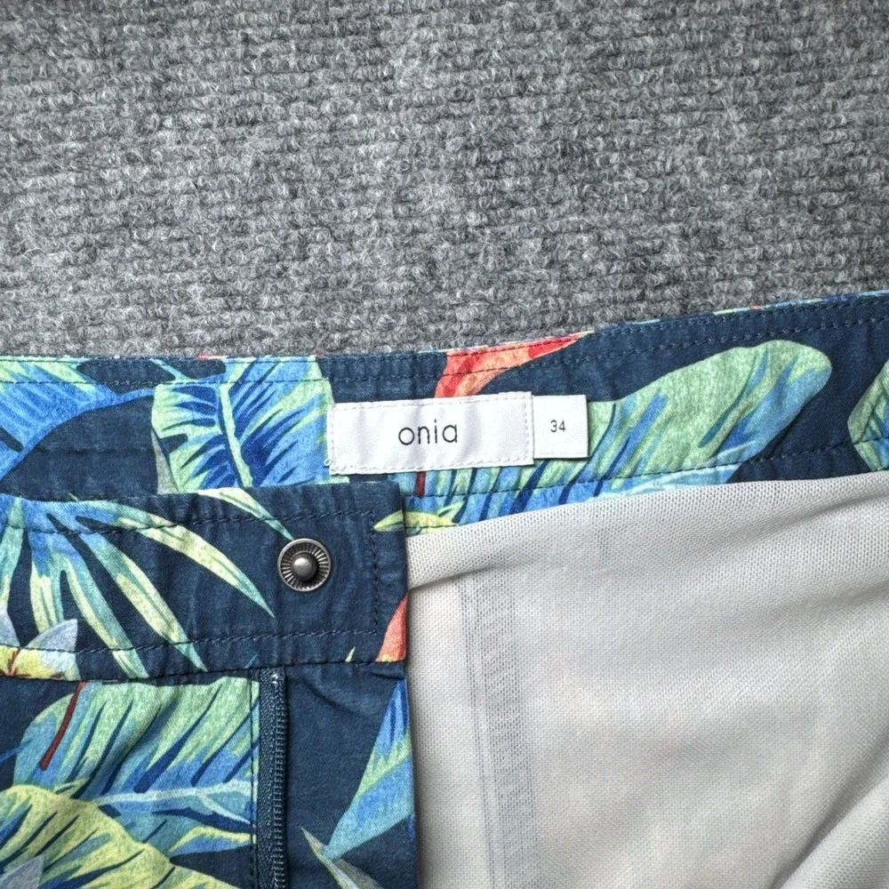 Onia The Calder Swim Board Trunks Blue Floral Print Men Size 34 Drawstring Lined